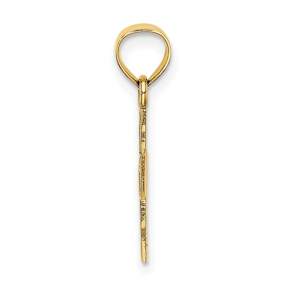14k Yellow Gold Polished and Textured Cross Charm