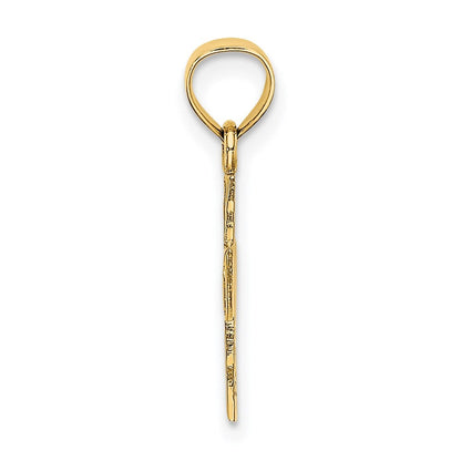 14k Yellow Gold Polished and Textured Cross Charm