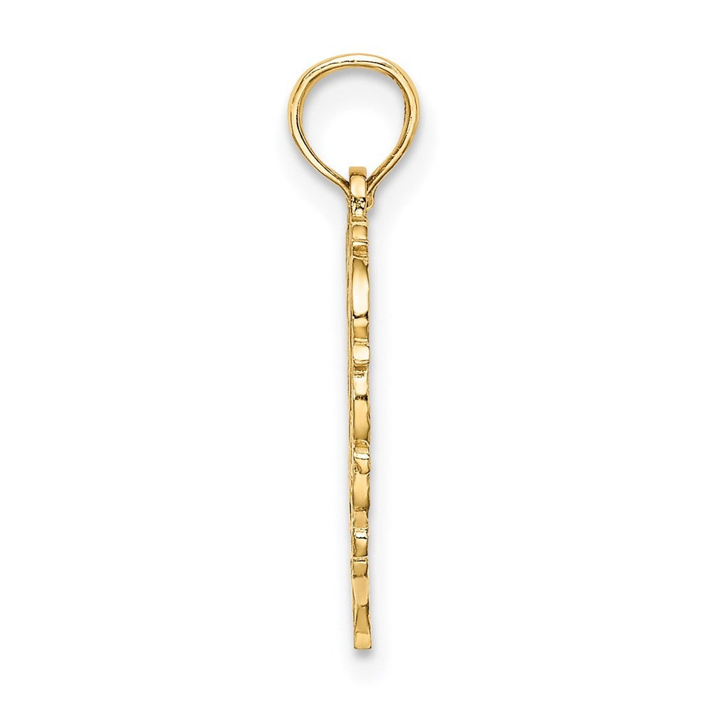 14k Yellow Gold Heart Script Letter M Initial Charm