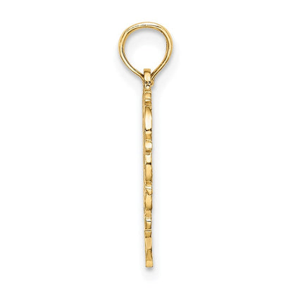 14k Yellow Gold Heart Script Letter M Initial Charm