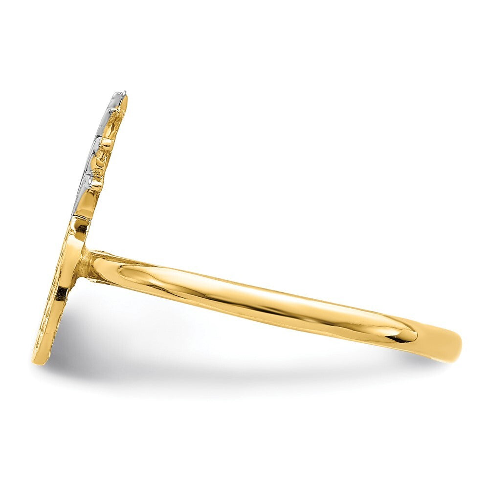 14K Yellow Gold and White Rhodium Polished Pineapple Ring