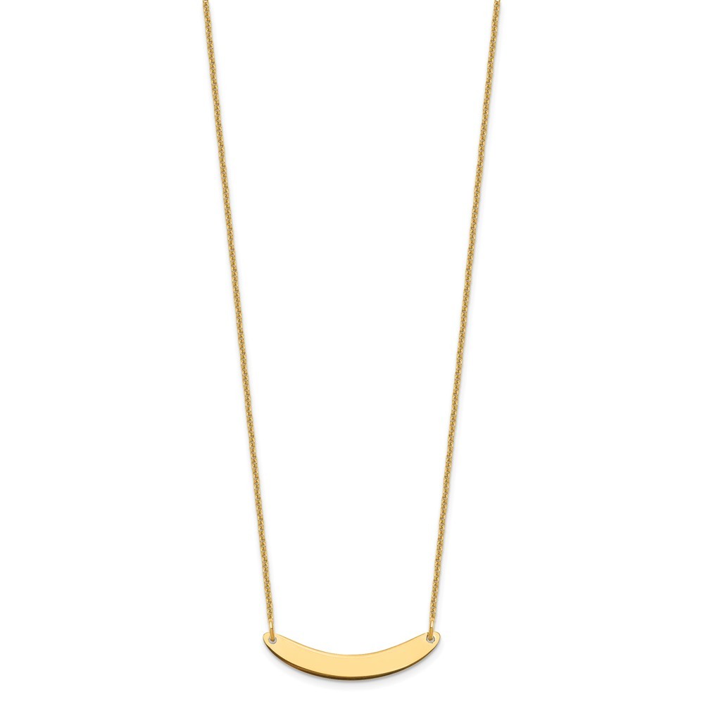 14k Yellow Gold Yellow Gold Small Curved Blank Bar Necklace