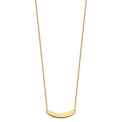 14k Yellow Gold Yellow Gold Small Curved Blank Bar Necklace