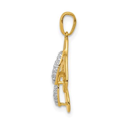 14k Yellow Gold and Rhodium Diamond Flip Flops Charm Pendant for Women