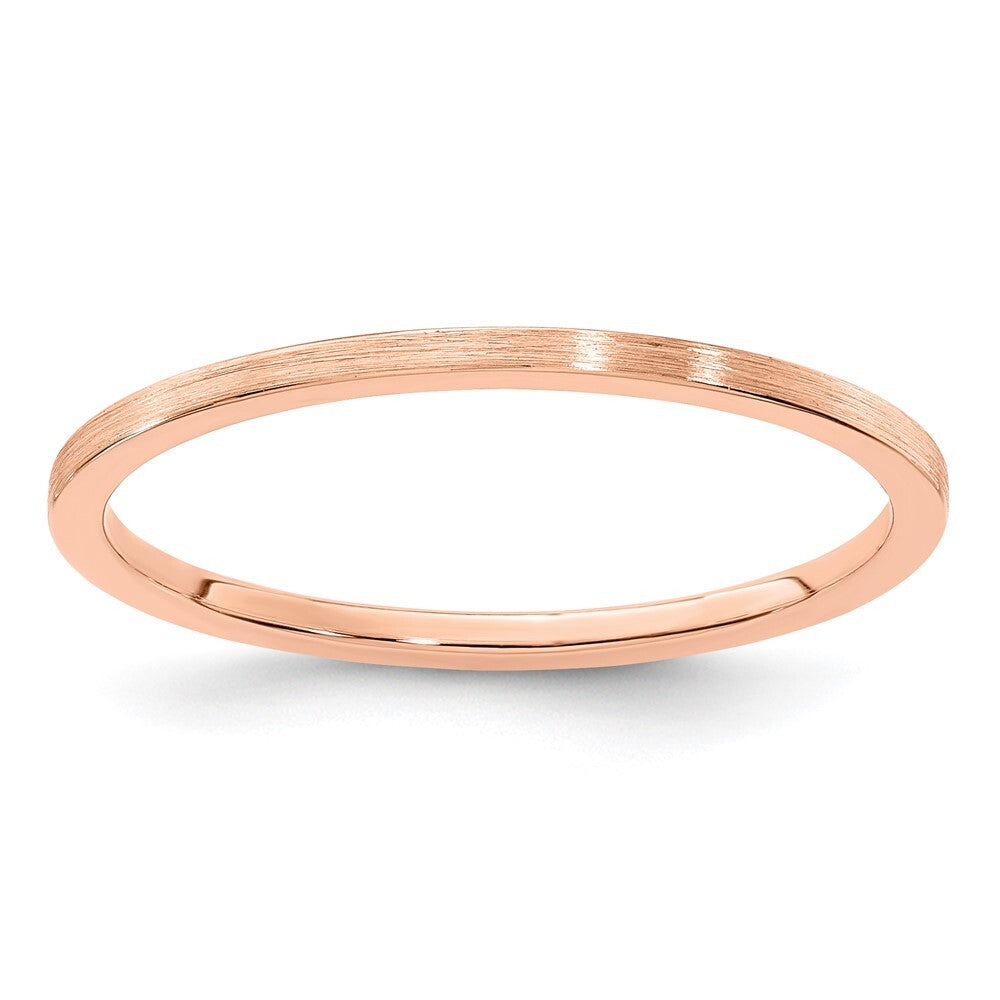 14K Rose Gold 1.2mm Flat Satin Stackable Band Size 6