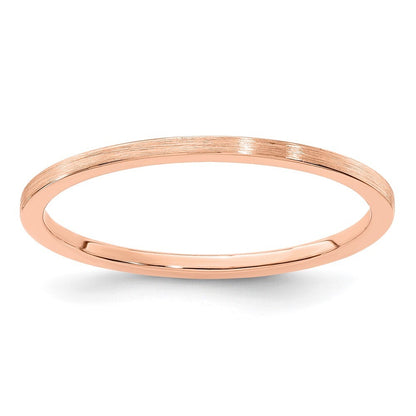 14K Rose Gold 1.2mm Flat Satin Stackable Band Size 6