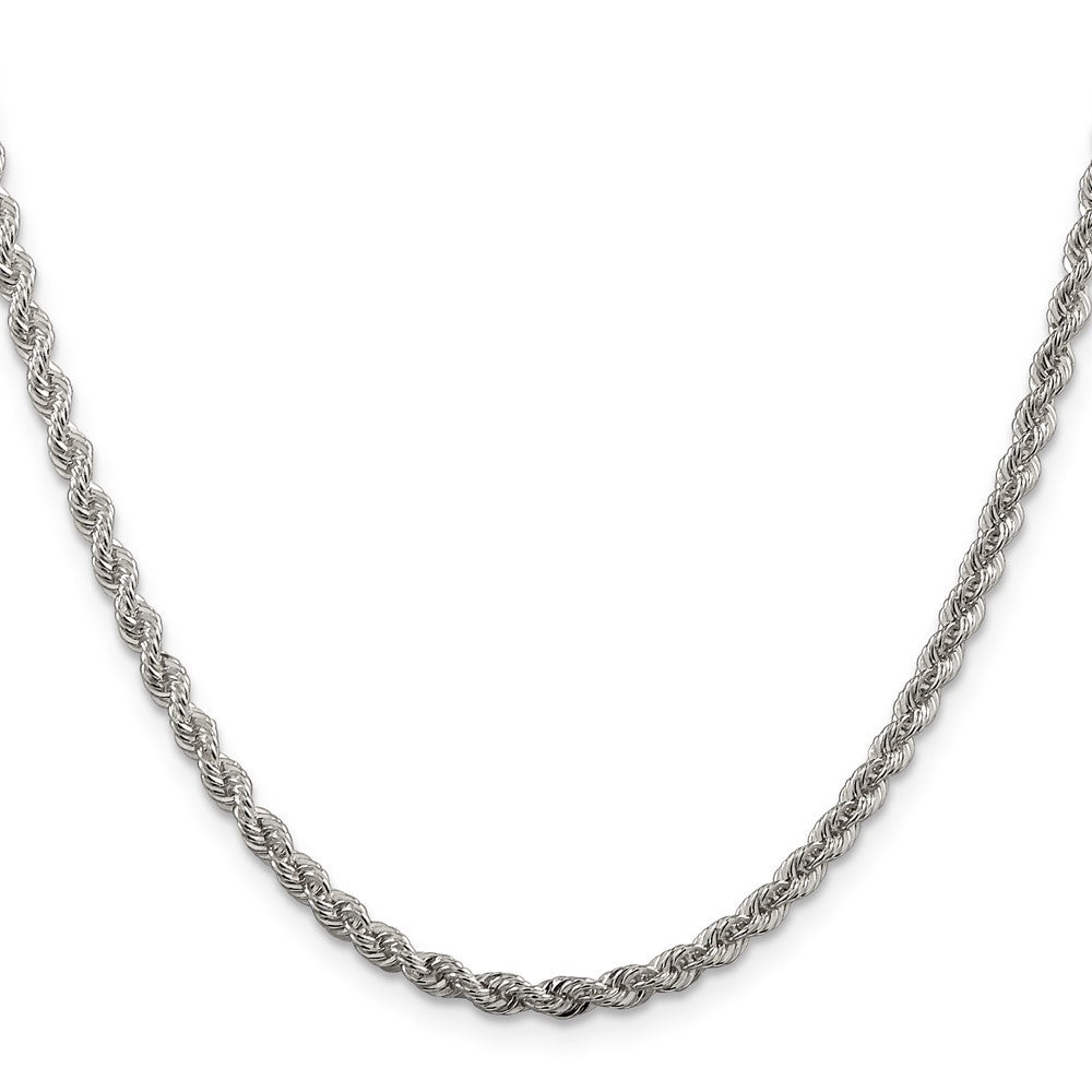 Sterling Silver 3mm Solid Rope Chain Necklace