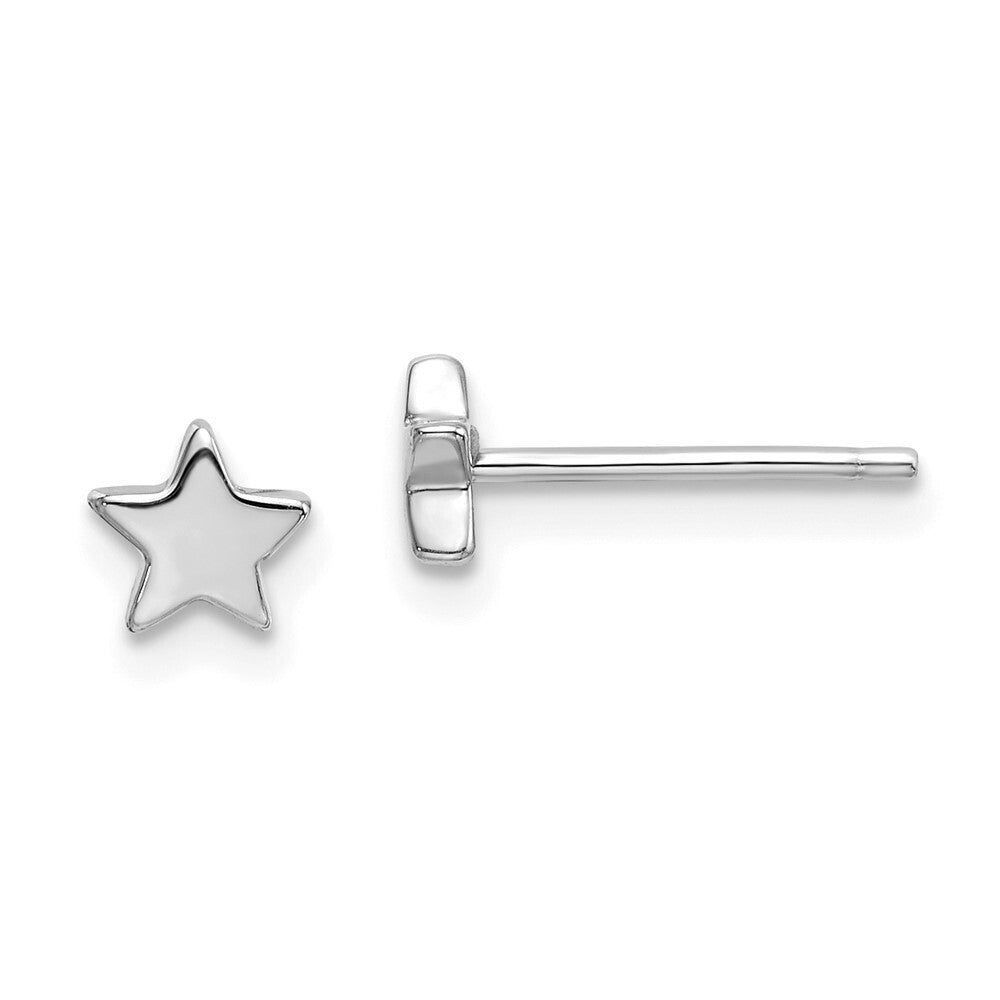 14k White Gold Polished Star Stud Earrings Gift for Women