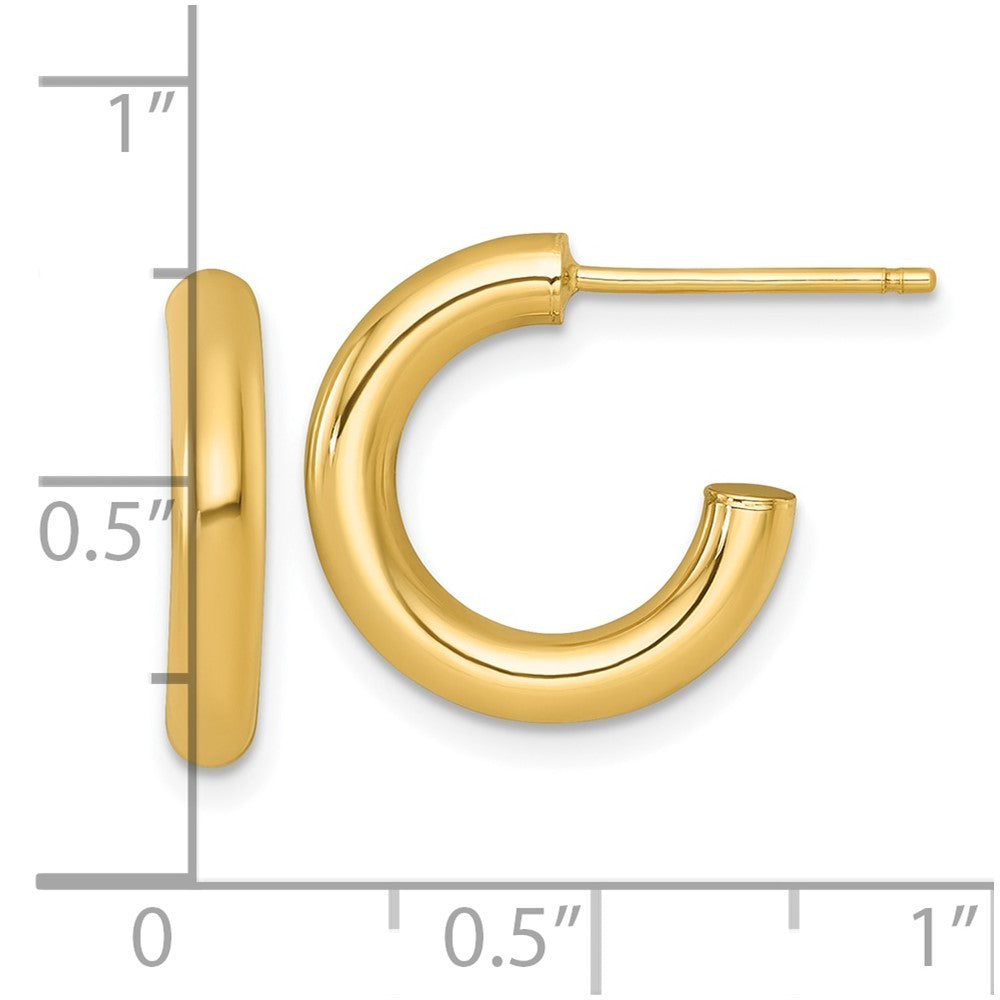 14k Yellow Gold Polished 3.0 x 16mm Tube C-Hoop Earrings