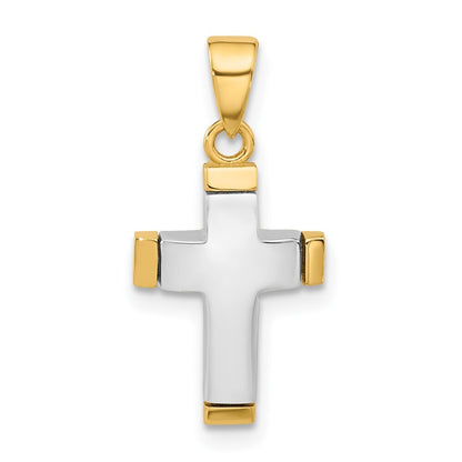14k Two-tone Gold Polished Cross Pendant for Women