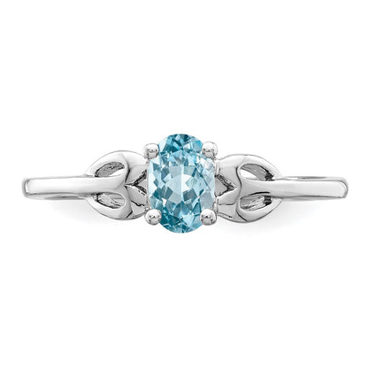 Sterling Silver Rhodium-plated Light Swiss Blue Topaz Ring
