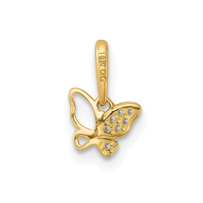 14k Yellow Gold Madi K Polished CZ Open Butterfly Childrens Charm / Pendant