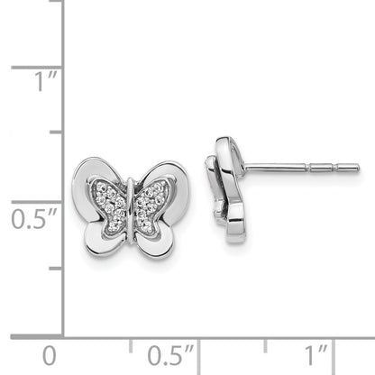 14k White Gold Diamond Butterfly Stud Earrings