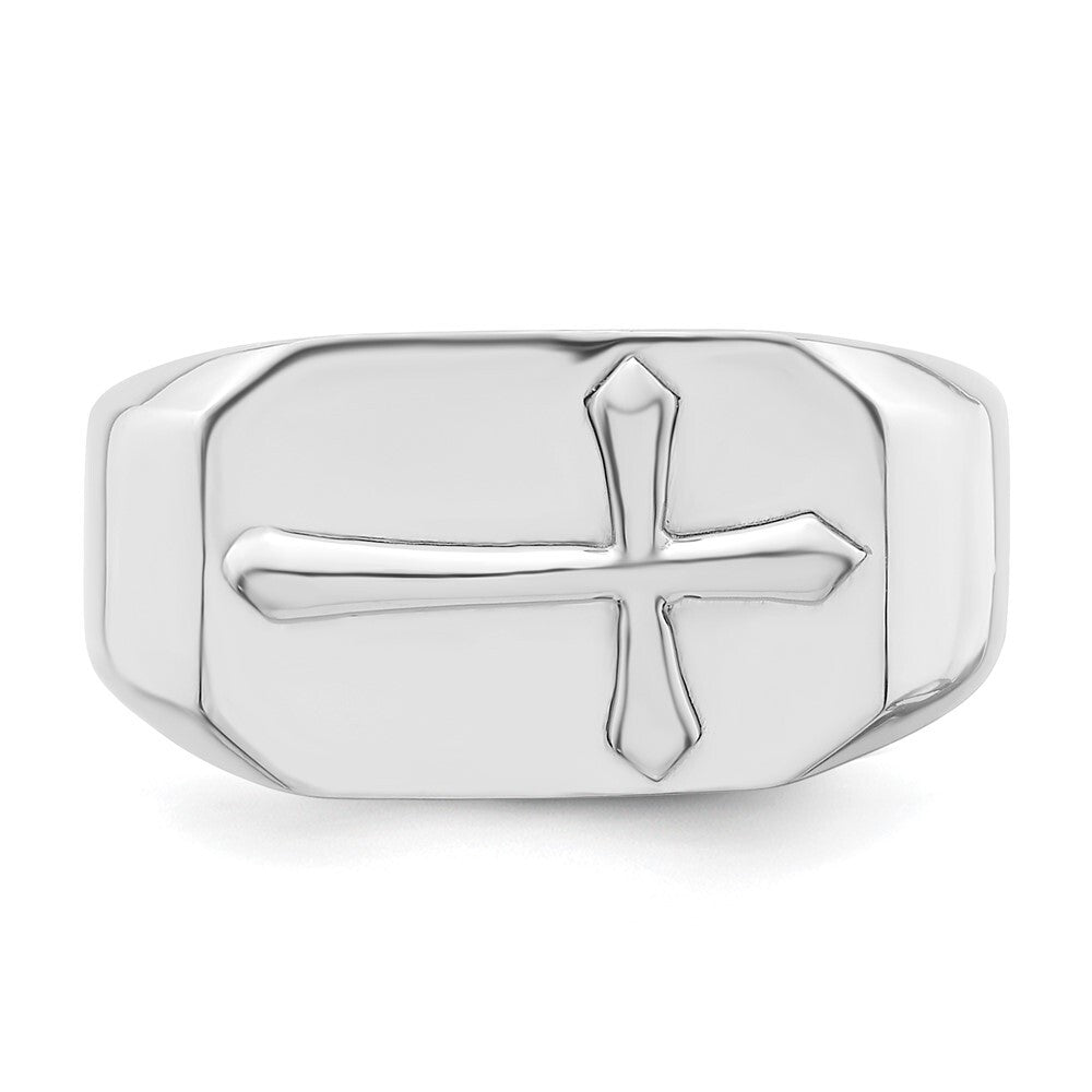 Sterling Silver Rhodium-plated Polished Cross Ring Size 6