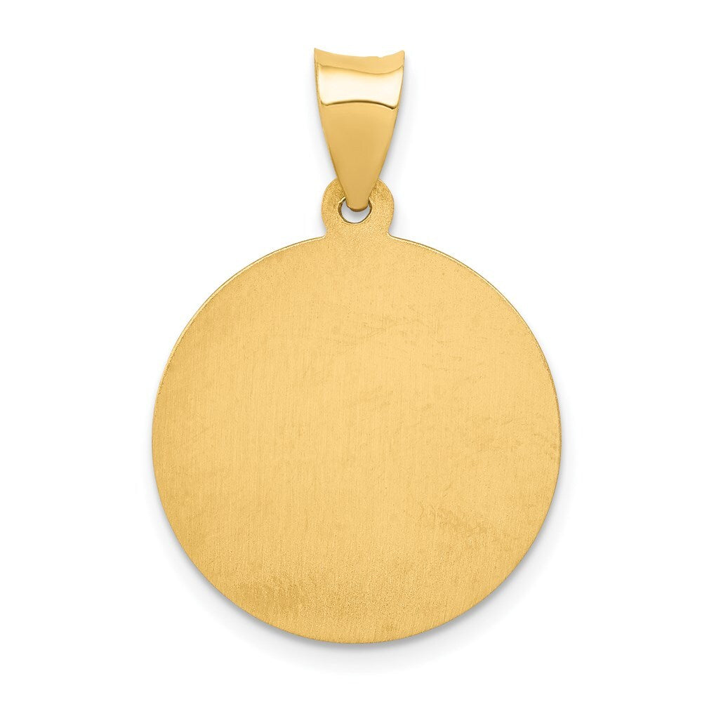 14k Yellow Gold Polished and Satin St Nicholas Medal Hollow Pendant for Women