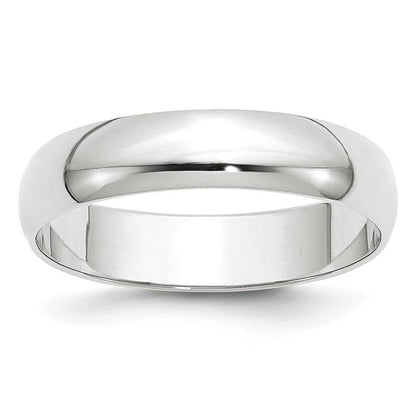14k White Gold 5mm Lightweight Half Round Wedding Band Size 5