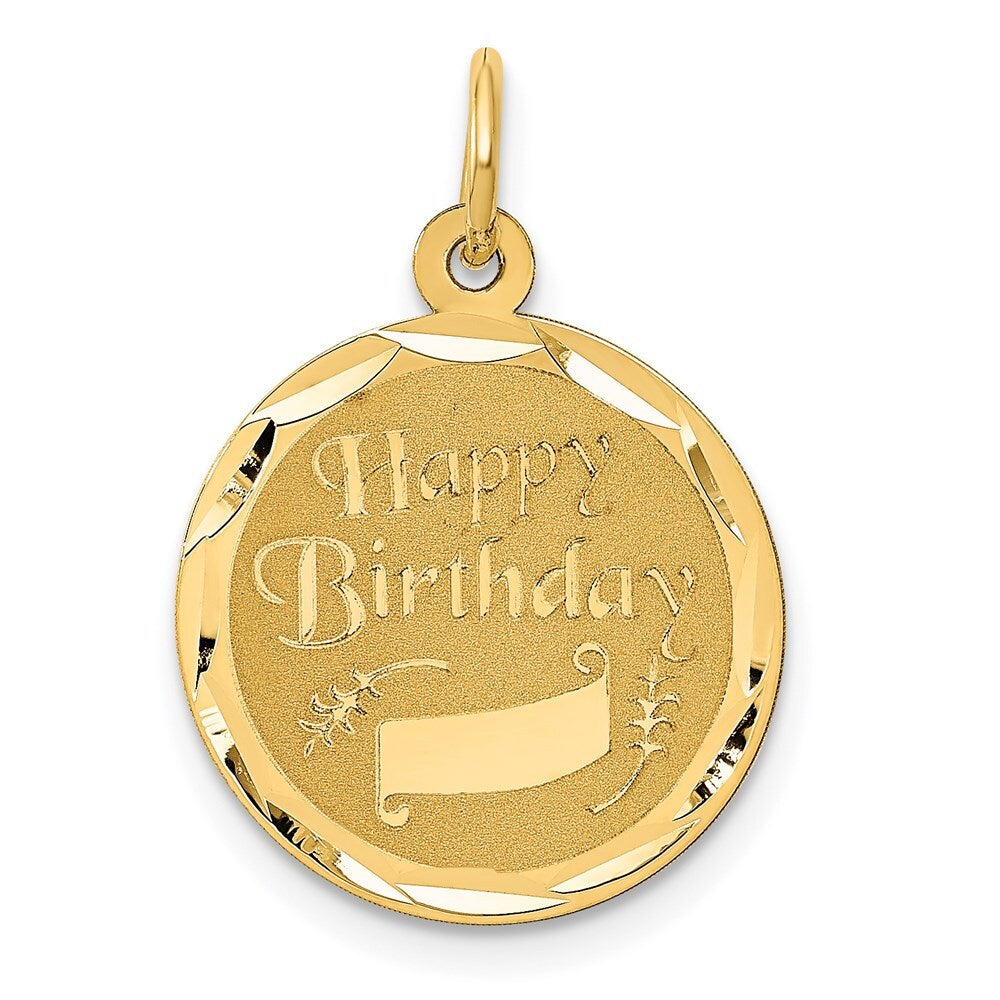 14k Yellow Gold HAPPY BIRTHDAY Charm Pendant for Women