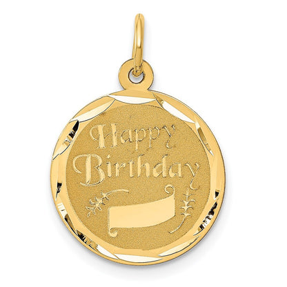 14k Yellow Gold HAPPY BIRTHDAY Charm Pendant for Women