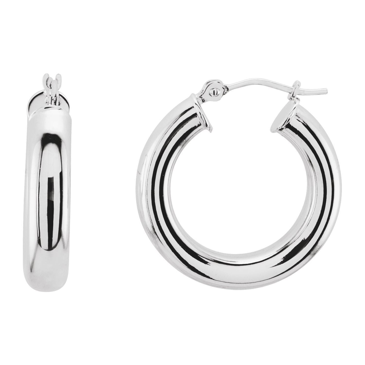 14k White Gold Tube 20 mm Hoop Earrings Fine Jewelry Gift for Women