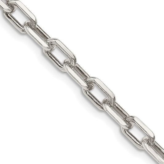 Sterling Silver 5.75mm Diamond-cut Long Link Cable Chain Necklace