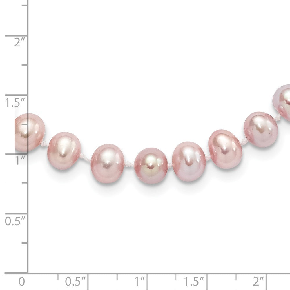 Sterling Silver Rhodium-plated 7-8mm Purple Cultured Pearl Necklace 16"