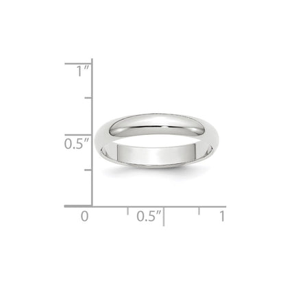 14k White Gold 4mm Half-Round Wedding Band Size 7