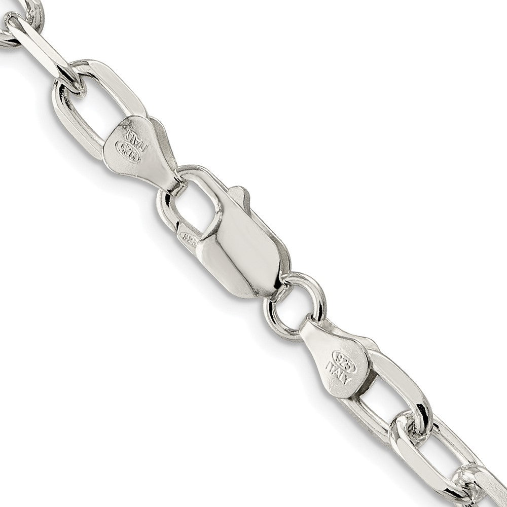Sterling Silver Rhodium-plated 6.65mm Diamond-cut Long Link Cable Chain Necklace