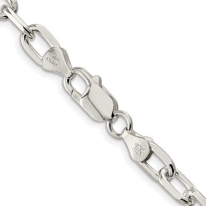 Sterling Silver Rhodium-plated 6.65mm Diamond-cut Long Link Cable Chain Necklace