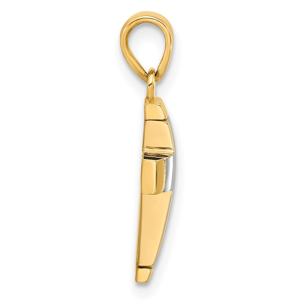 14k Two-tone Gold Polished Cross Pendant for Women