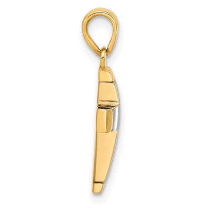 14k Two-tone Gold Polished Cross Pendant for Women