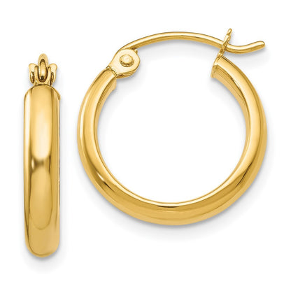 14k Yellow Gold Polished Hoop Earring Gift for Women