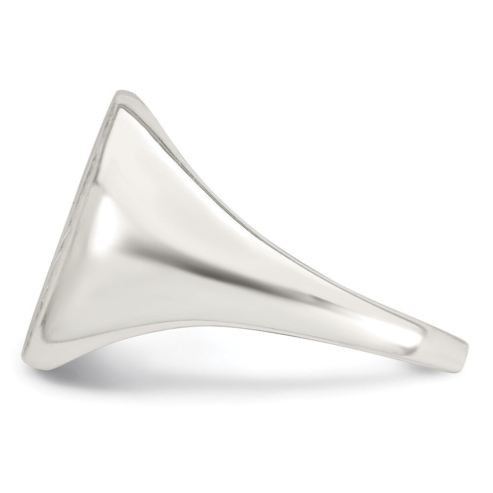 Sterling Silver Polished Brushed and Grooved Men's Signet Ring Size 11