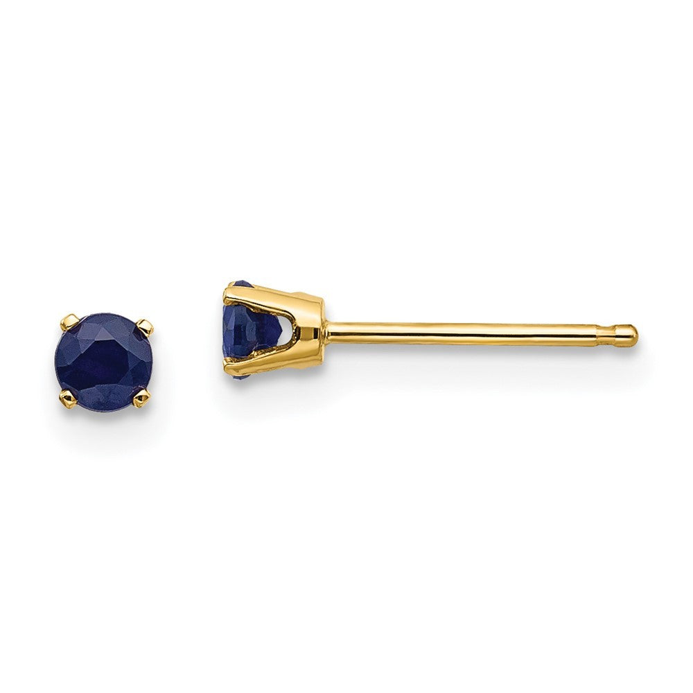 14k Yellow Gold 3mm September/Sapphire Earrings
