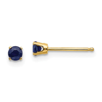 14k Yellow Gold 3mm September/Sapphire Earrings