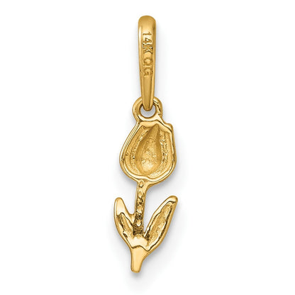 14k Yellow Gold Polished and Diamond-cut Tulip Charm
