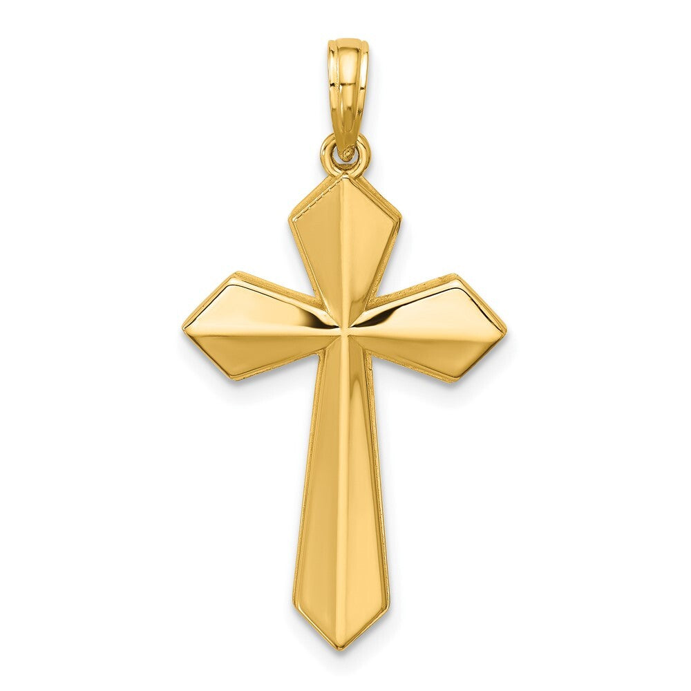 14k Yellow Gold Polished Pointed Christian Cross Pendant