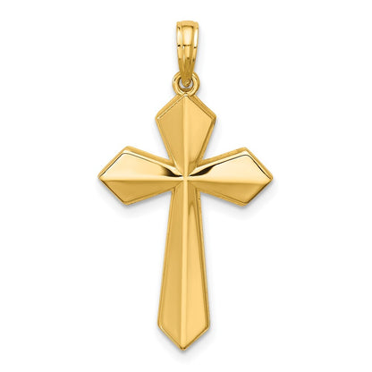 14k Yellow Gold Polished Pointed Christian Cross Pendant