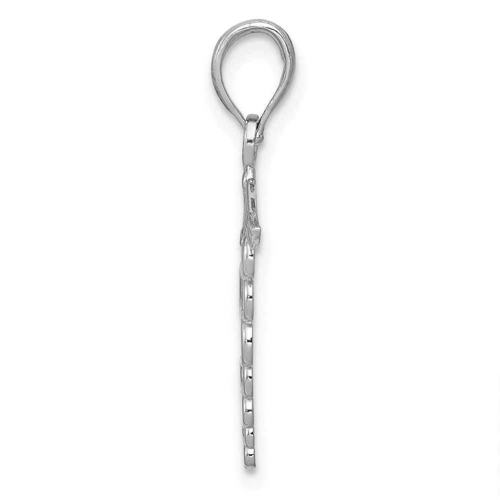 14k White Gold Caduceus Charm Pendant