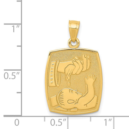 14k Yellow Gold Satin / Polished Baptism Pendant