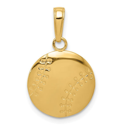 14k Yellow Gold Gold Polished Baseball Closed Back Pendant for Women