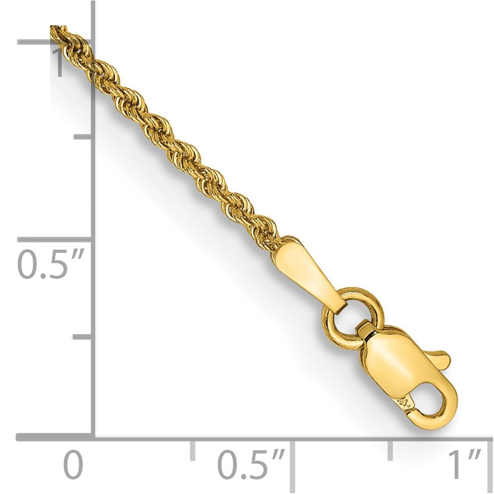 14k Yellow Gold 9 inch 1.5mm Regular Rope with Lobster Clasp Anklet
