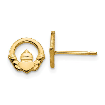 14k Yellow Gold Claddagh Earrings
