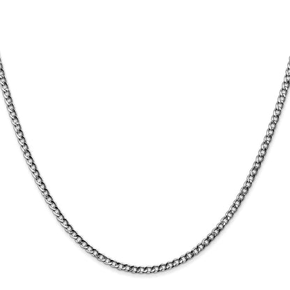 14K White Gold 26 inch 2.5mm Semi-Solid Curb with Lobster Clasp Chain
