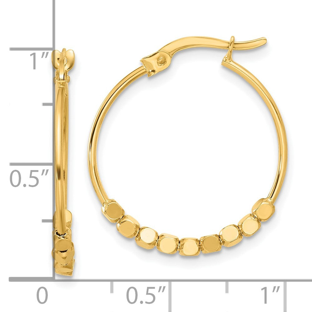 14k Yellow Gold Polished Beads Hoop Earrings