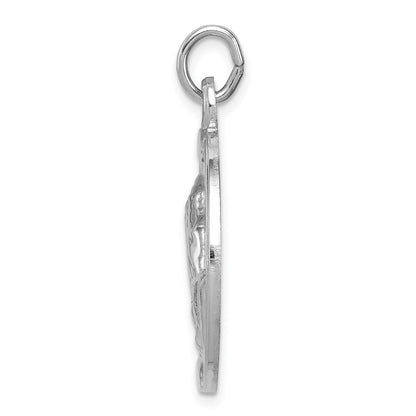 Sterling Silver Praying Hands Serenity Prayer on Back Medal Pendant