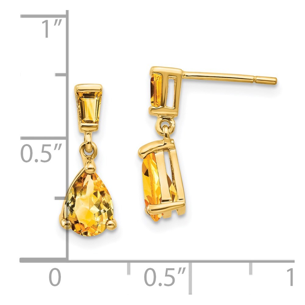 14k Yellow Gold Gold Citrine Dangle Earrings Gift for Women