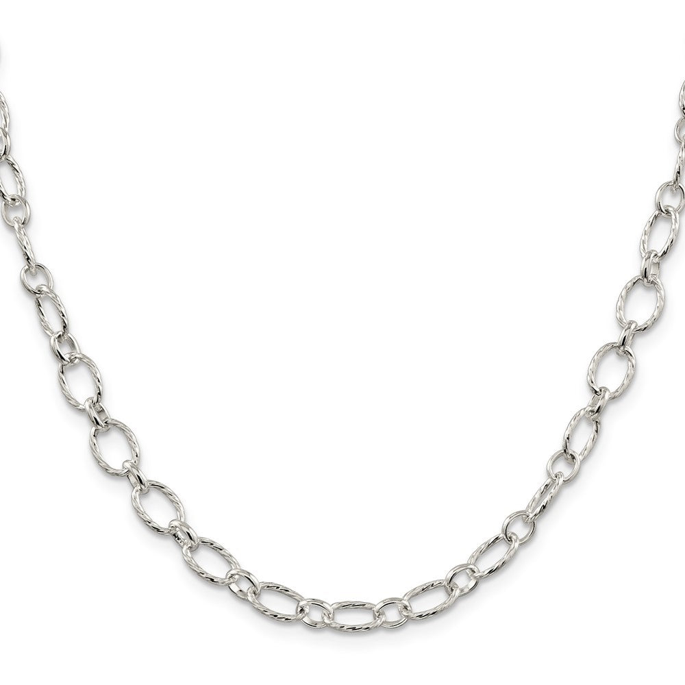 Sterling Silver 6.1mm Fancy Patterned Rolo Chain Necklace