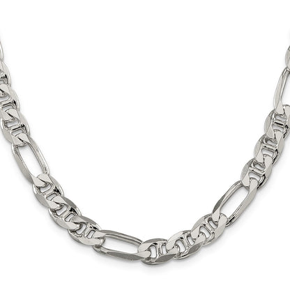 Sterling Silver 8.25mm Figaro Anchor Chain Necklace