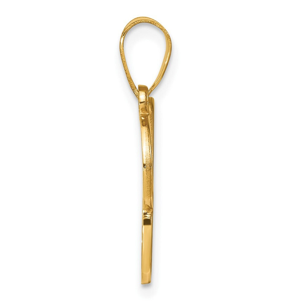 14k Yellow Gold Script Letter C Initial Pendant with Diamond for Women