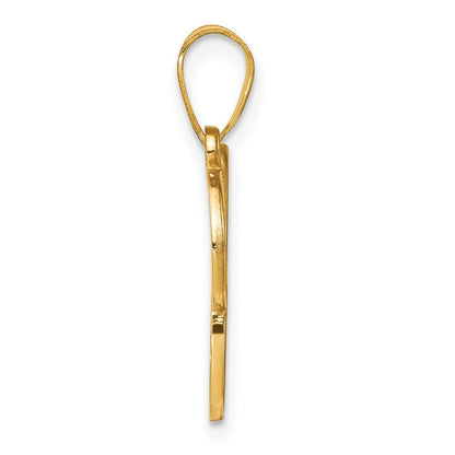 14k Yellow Gold Script Letter C Initial Pendant with Diamond for Women